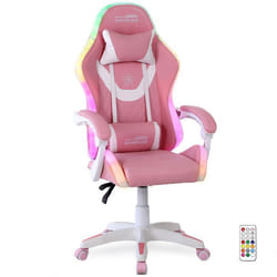 Fauteuil gaming Amstrad AMS-LED-SAKURA - simili cuir rose et blanc - Eclairage LED 366 effets - Télécommande