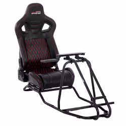 Amstrad AMS-RACING-PRO Siège de simulateur course avec support pour volant & levier de vitesse - Confort Baquet et Châssis Ac ...