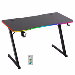 Bureau informatique - Amstrad - DESK120Z-LED-AURORA - Retroéclairage RGB - Finition carbone - 1m20