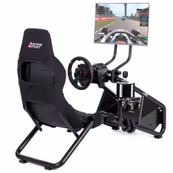 Amstrad AMS-RACING-DRIFT Siège de simulateur course avec support pour volant & levier de vitesse - Support écran jusquà 40