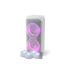 Enceinte SONO DJ Bluetooth  KA-08 - 400W Blanc LED RGB Karaoké TWS Radio FM USB Bluetooth Batterie Rechargeable 4 Lumières LED