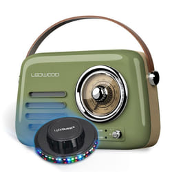 Radio Portable - LEDWOOD - ALMA - Bluetooth - FM - Rétro Vintage Vert Olive