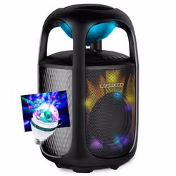 Enceinte sur Batterie DROP300 Effet LED RVB 300W  son 360° X-Bass Bluetooth 5.3 USB Projection IPX5 Lumière Ampoule LED