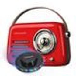Radio Portable - LEDWOOD - ALMA - Bluetooth 5.3 - FM - 30W - Rouge Rétro