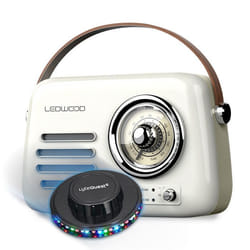 Radio Rétro portable Ledwood ALMA FM Bluetooth 5.3 Entrée USB Puissance 30W Batterie 1500mAh - Retro Vintage Blanc OVNI LED