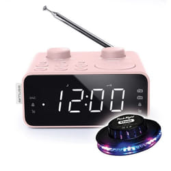RADIO REVEIL DOUBLE ALARME  M-17-CPK coloris rose - Double alarme Réglage numérique FM/MW PLL - 6 stations préréglées Ovni