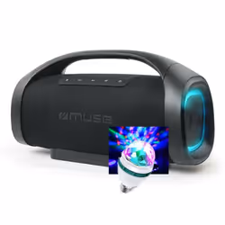 Enceinte Autonome MUSE M-980 BT USB Bluetooth 300W Lumière dambiance LED - IPX6 Resistance aux projections Ampoule LED