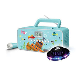 RADIO CD USB   M-29-KB - Bleu - Affichage LCD - Antenne FM -  Lumière OVNI - 1 micro inclus - CD/CD-R/CD-RW - Radio FM