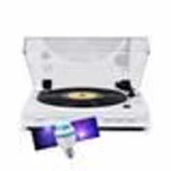 Tourne Disque Platine vinyle Thomson TT355 BLANCHE 33/45 tours Lecture/retour du bras auto. Ampoule DIAMS couleurs LED inclus