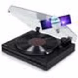Tourne Disque Platine vinyle Thomson TT350 NOIR 33/45 trs Lecture/retour du bras automatique Ampoule DIAMS couleurs LED inclu ...