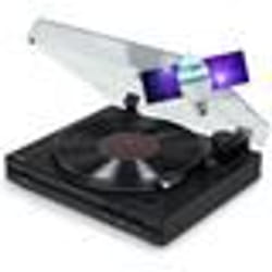 Tourne Disque Platine vinyle Thomson TT350 NOIR 33/45 trs Lecture/retour du bras automatique Ampoule DIAMS couleurs LED inclus