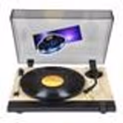 Tourne Disque Platine vinyle Thomson TT702 Sortie RCA - (33/45 Tours) - Finition Bois Noir jeu de Lumière OVNI couleurs LED