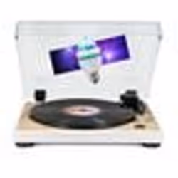 Tourne Disque Platine vinyle Thomson TT301 - BOIS/BLANC - 33/45 tours Lecture / retour du bras auto. Ampoule DIAMS couleurs L ...
