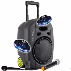 Enceinte Active Sono 400W IBIZA SOUND PORT8VHF-MKII-TWS Autonome 8 USB Bluetooth TWS 1 Micro VHF+1 Micro Fil Ovni LED
