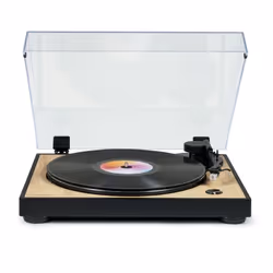 Tourne Disque Pré-amplifié Thomson TT300 Finition BOIS/NOIR - 33/45 tours Lecture et retour du bras auto. Audio-Technica
