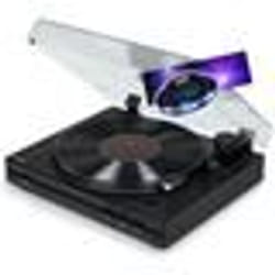 Tourne Disque Platine vinyle Thomson TT350 NOIR 33/45 trs Lecture/retour du bras automatique Jeu de Lumière OVNI couleurs LED