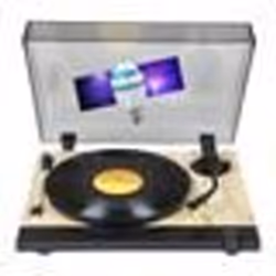 Tourne Disque Platine vinyle Thomson TT702 Sortie RCA - (33/45 Tours) - Finition Bois Noir Ampoule DIAMS couleurs LED inclus