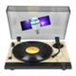 Tourne Disque Platine vinyle Thomson TT702 Sortie RCA - (33/45 Tours) - Finition Bois Noir Ampoule DIAMS couleurs LED inclus