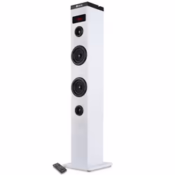 Enceinte colonne Tour de Son Bluetooth 50W NGS SKYCHARM avec Télécommande Entrée Optique USB Radio FM et AUX in - White)