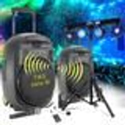 Pack SONO 1600W Ibiza sound PORT15VHF-MKII-TWS Portable Autonome 15 USB//Bluetooth/ Couplage SANS FIL - Portique Lumières LED