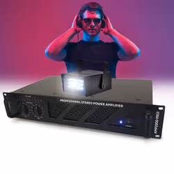 Amplificateur de sonorisation professionnel Ibiza Sound AMP2000-MKII de 2x1500W - Mini Strobe en Cadeau