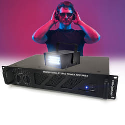 Amplificateur de sonorisation professionnel Ibiza Sound AMP2000-MKII de 2x1500W - Mini Strobe en Cadeau