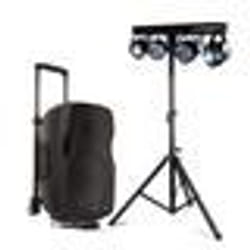 Enceinte SONO DJ Gemini 1000W sur Batterie Microphone SONORISATION PA USB/Bluetooth/AUX/SD  Portique Lumières Xperformer LED
