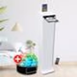 Tour de son HIFI Blanche avec lecteur CD Bluetooth RADIO FM USB 60W Téléco Jeu de lumière Boule LED Colonne Chambre Salon