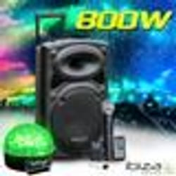 Enceinte sur batterie 800W Bluetooth USB + Micros IBIZA PORT15VHF-BT + Jeu de lumière Festinight SIXMAGIC SONO DJ SOIREE