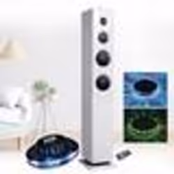 Tour de son amplifié 100W Innovaley HP33-CD-WHITE avec lecteur CD Bluetooth FM et USB + télécommande Jeu de lumière OVNI