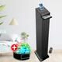 Tour de son Hifi 60W noire avec lecteur CD Bluetooth FM et USB Télécommande Jeu de lumière Boule LED Colonne Chambre Salon
