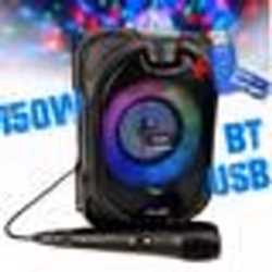 Mini-enceinte Bluetooth Innovalley DANCE-CUBE44 - 150W PMPO sur batterie Micro karaoké Boule  LED+clé USB 32Go