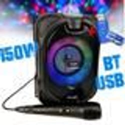 Mini-enceinte Bluetooth Innovalley DANCE-CUBE44 - 150W PMPO sur batterie Micro karaoké Boule  LED+clé USB 32Go