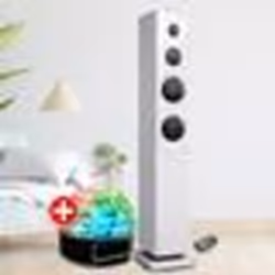 Tour de son amplifié 100W Innovaley HP33-CD-WHITE CD Bluetooth FM et USB + télécommande Jeu lumière Boule LED Chambre Salon