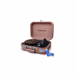 Platine vinyle stéréo saumon 33/45/78 tours avec enceintes intégrées USB/SD/AUX - Prise casque+clé USB 32Go