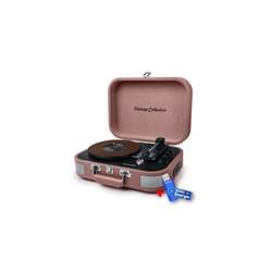 Platine vinyle stéréo saumon 33/45/78 tours avec enceintes intégrées USB/SD/AUX - Prise casque+clé USB 32Go