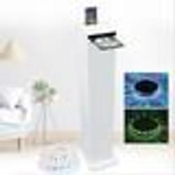 Tour de son blanche 60W avec lecteur CD Bluetooth FM et USB  télécommande Jeu de lumière OVNI LED BLANC