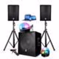 PACK SONO DJ 1800W ENCEINTE + SUBW USB Bluetooth + PIEDS + CABLES et 2 BALLS LED offerts - PA DJ SONO MIX Soirée disco mobile