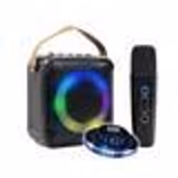 Mini-enceinte Bluetooth Innovalley KA04-BTH-N KARAOKE Lumière LED RING Radio FM - microphone sans fil rechargeable LED OVNI