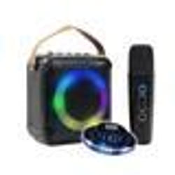 Mini-enceinte Bluetooth Innovalley KA04-BTH-N KARAOKE Lumière LED RING Radio FM - microphone sans fil rechargeable LED OVNI
