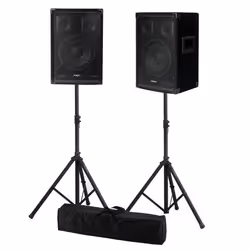 Paire denceintes passives IBIZA SOUND DISCO-08B - 2 x 300W - TRAPEZOIDALE 3 VOIES 20CM - Supports PIEDS 1M60 - Avec SAC