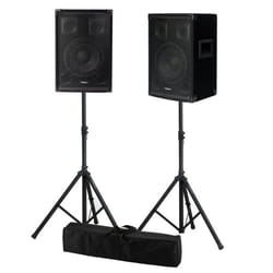Paire denceintes passives IBIZA SOUND DISCO-08B - 2 x 300W - TRAPEZOIDALE 3 VOIES 20CM - Supports PIEDS 1M60 - Avec SAC