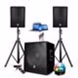 PACK SONO ENCEINTE + SUBWOOFER 1800W USB Bluetooth + PIEDS + CABLES et BOULE LED offerts - PA DJ SONO MIX Soirée disco mobil ...