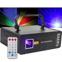 Laser - Ibiza Light SCAN1100RGB - 5 ou 34 canaux DMX - 1100mW - Effets animation tunnels plafonds - Laser de classe 3B