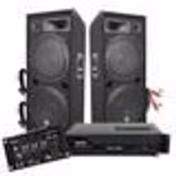 Pack Sonorisation DJ PA Enceintes 2x15/38cm 4000W bassreflex BM SONIC + Ampli XGA 2000W avec Table de mixage Ibiza + CABLES