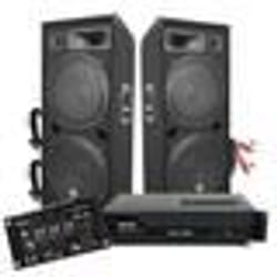 Pack Sonorisation DJ PA Enceintes 2x15/38cm 4000W bassreflex BM SONIC + Ampli XGA 2000W avec Table de mixage Ibiza + CABLES