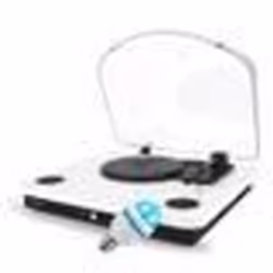Platine vinyles Ledwood ROUND300 Blanche - 33-45-78 Tours haut-parleurs stéréo 2x5W Encodage USB Bluetooth Ampoule LED