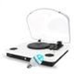 Platine vinyles Ledwood ROUND300 Blanche  - 33-45-78 Tours haut-parleurs stéréo 2x5W Encodage USB Bluetooth Ampoule LED