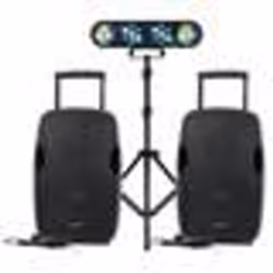 Paire denceinte active GEMINI AS-12TOGO Sono DJ sur batterie 2x1500W Bluetooth FM Jeux de lumières Pack RAINBOW Portique