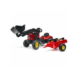 Tracteur a pédales Supercharger rouge avec pelle frontale articulée et remorque - FALK